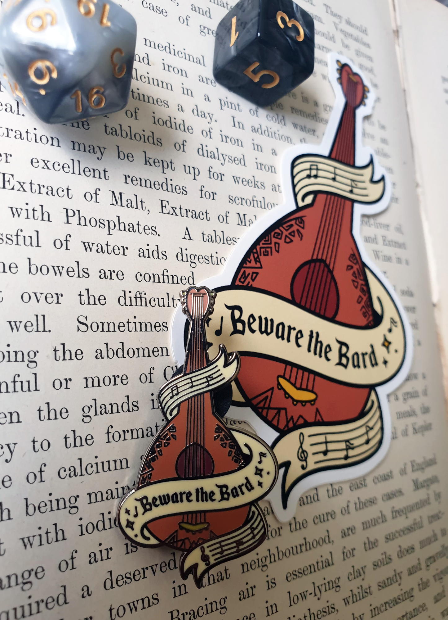 beware the bard enamel pin