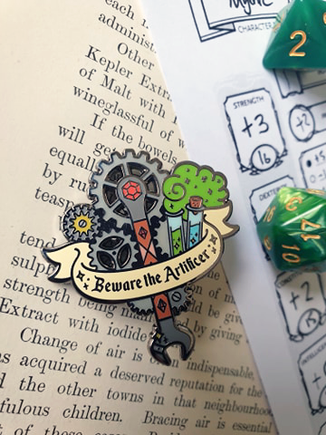 beware the artificer enamel pin