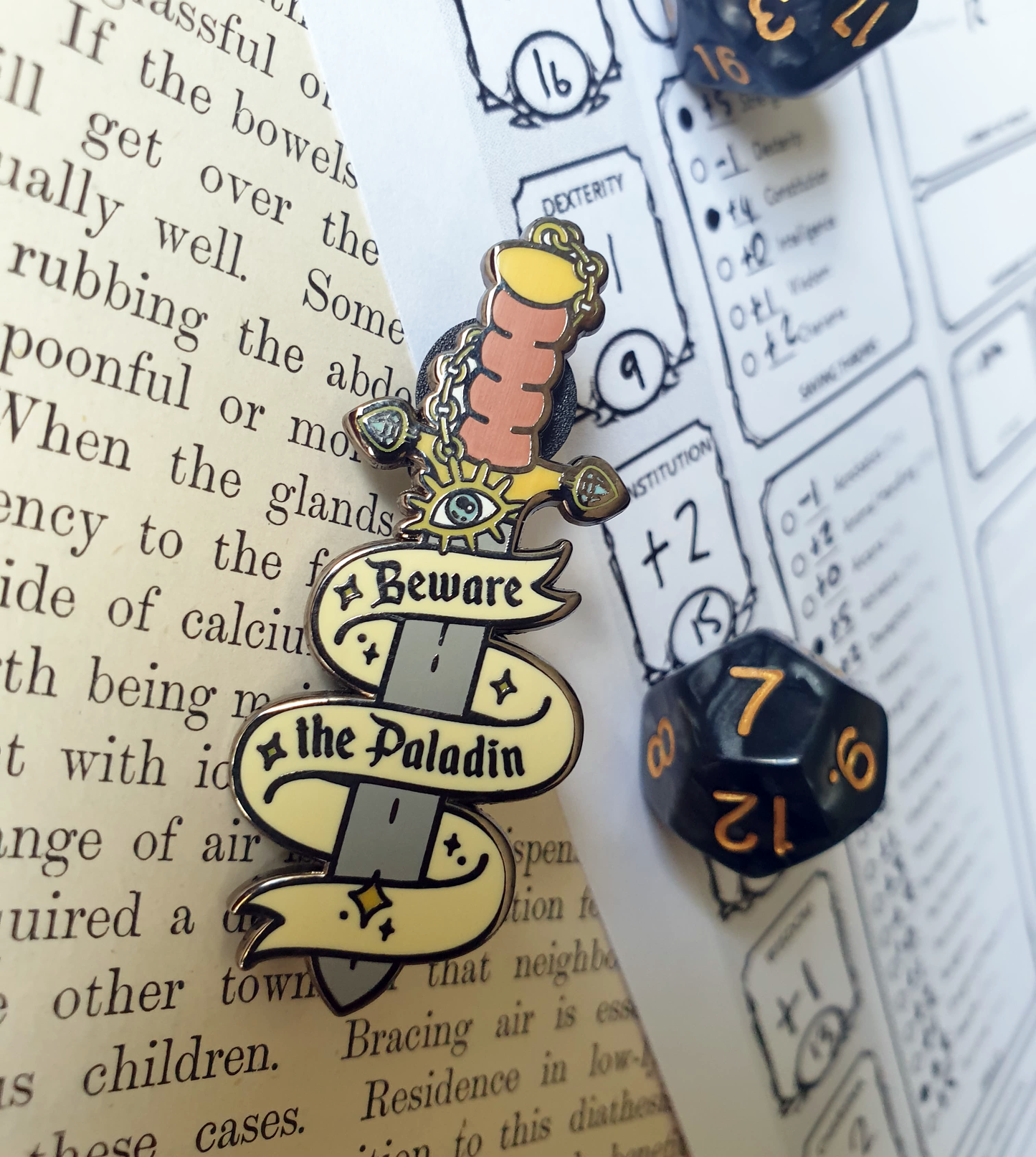 beware the paladin enamel pin
