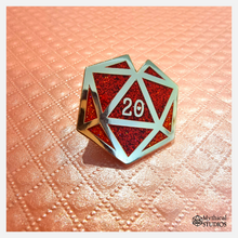 Load image into Gallery viewer, ⋆glitter⋆ d20 gold heart pin