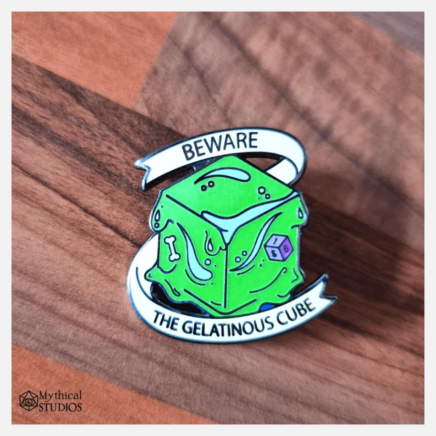 ⋆glow-in-the-dark⋆ gelatinous cube pin!!!