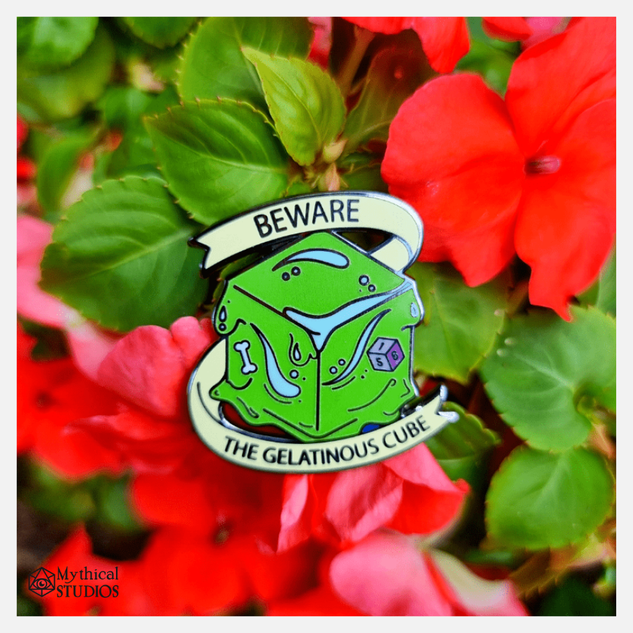 ⋆glow-in-the-dark⋆ gelatinous cube pin!!!