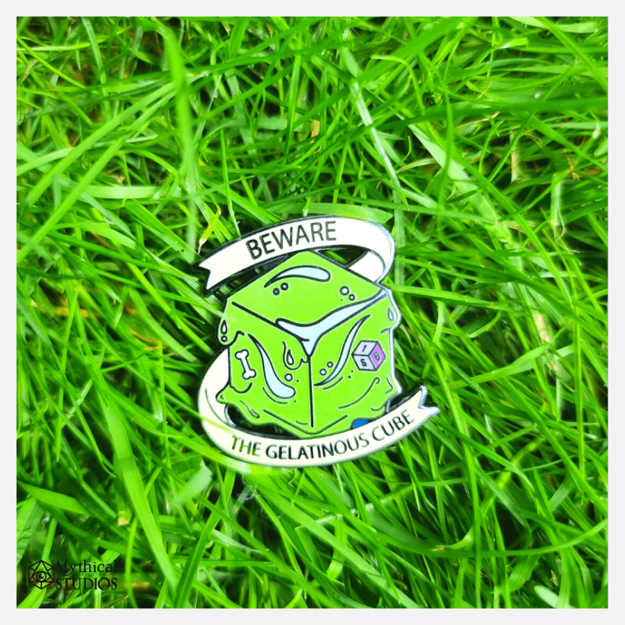 ⋆glow-in-the-dark⋆ gelatinous cube pin!!!