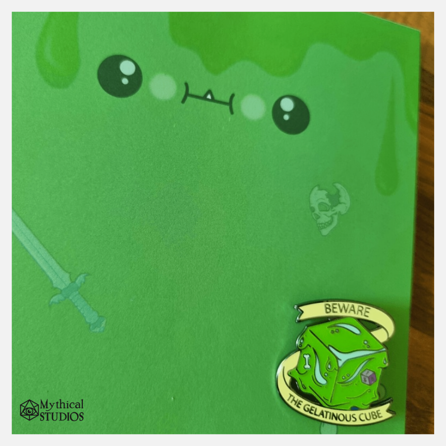 ⋆glow-in-the-dark⋆ gelatinous cube pin!!!