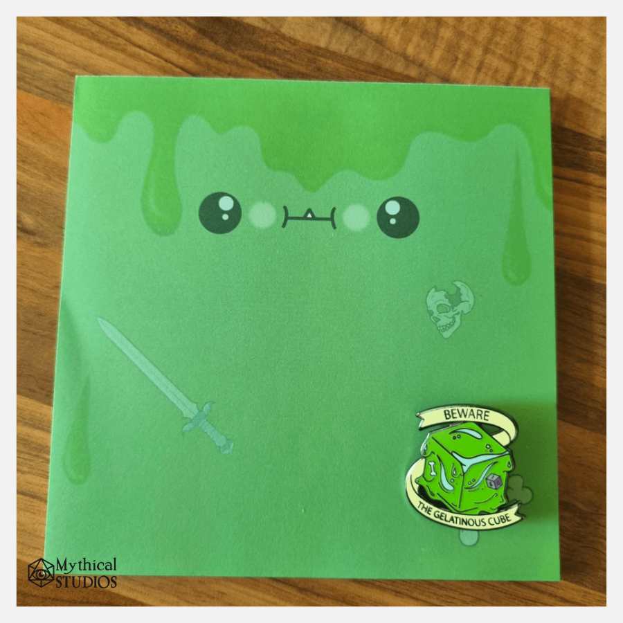 ⋆glow-in-the-dark⋆ gelatinous cube pin!!!