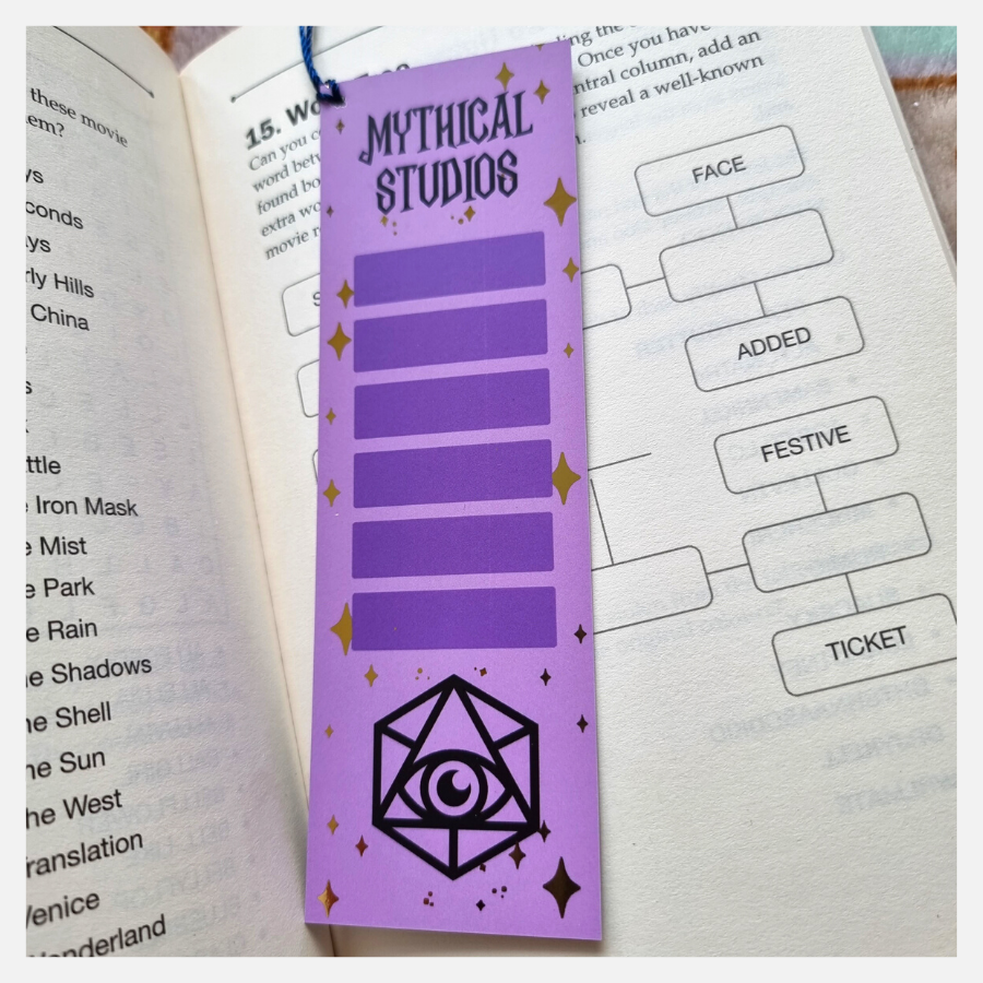 gold foiled galaxy dice bookmark with tassel