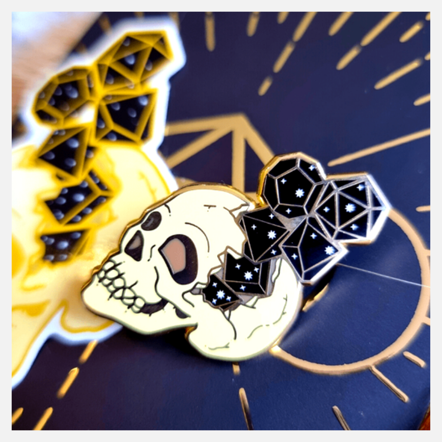 dice skull pin