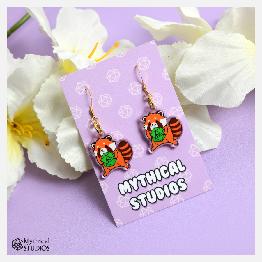 crittercal red panda acrylic earrings