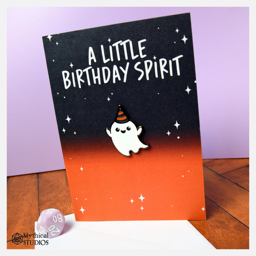 birthday spirit enamel pin birthday card