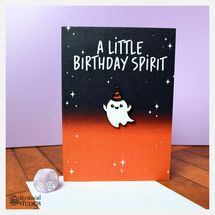 birthday spirit enamel pin birthday card