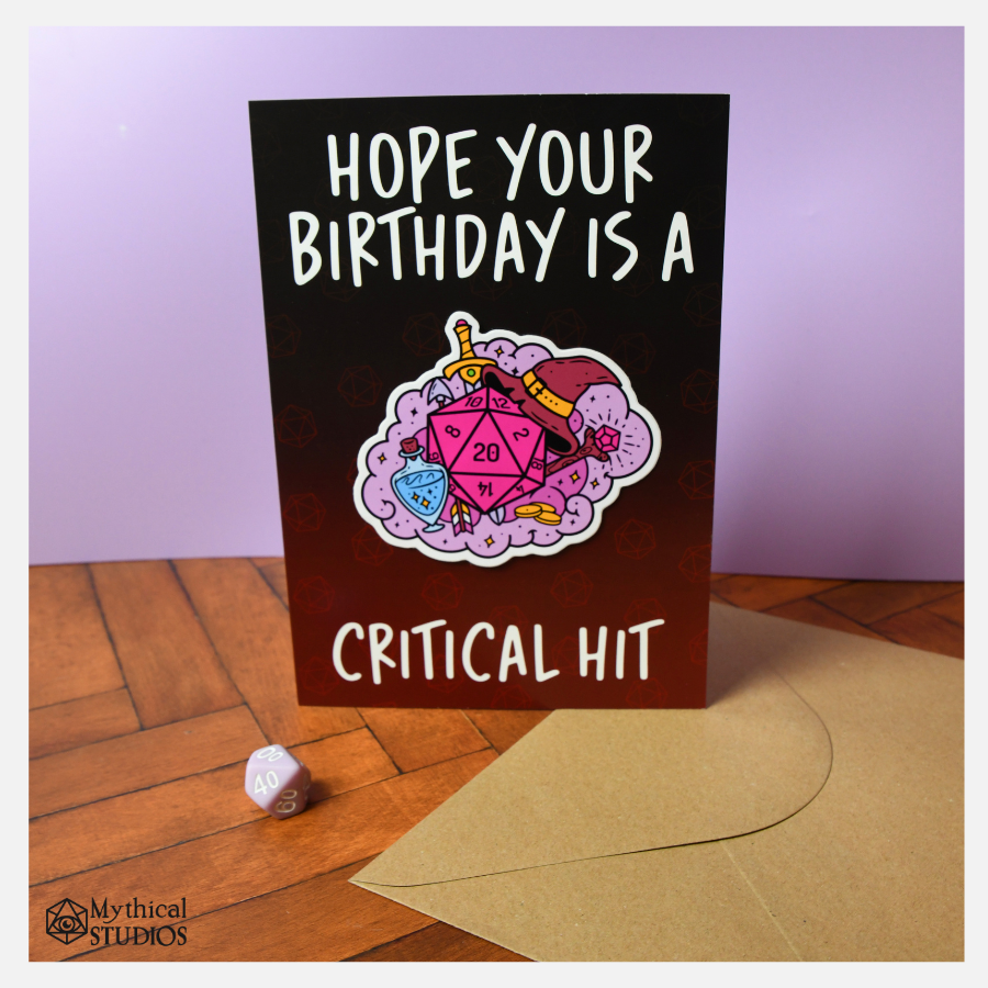 critical hit birthday card & sticker!
