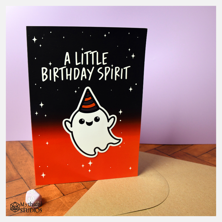 birthday spirit ghost birthday card & sticker!