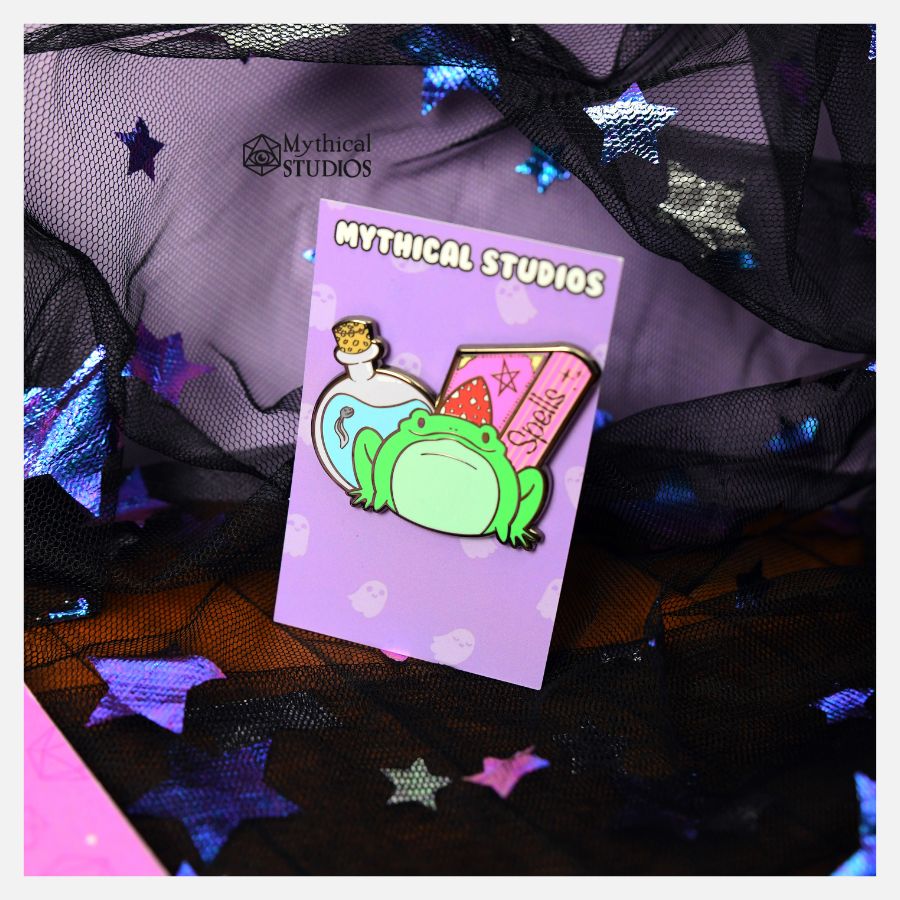 magical frog familiar pin