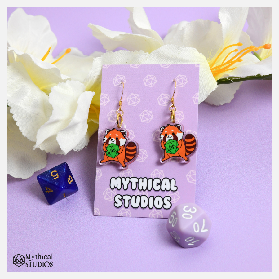 crittercal red panda acrylic earrings