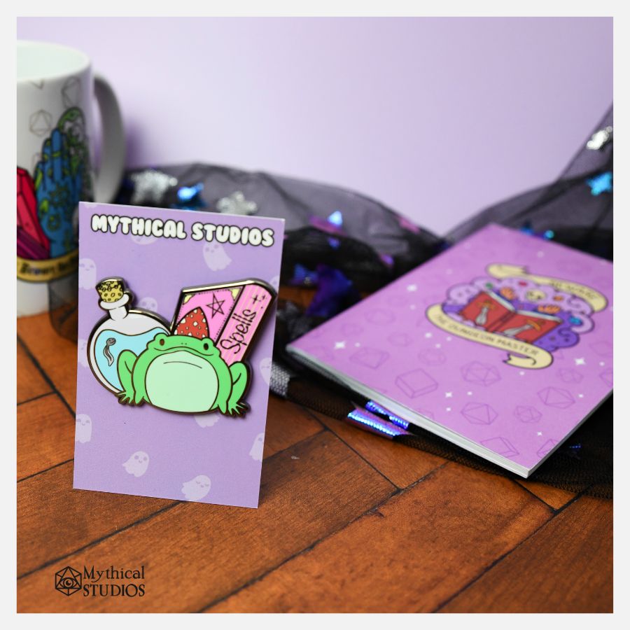 magical frog familiar pin