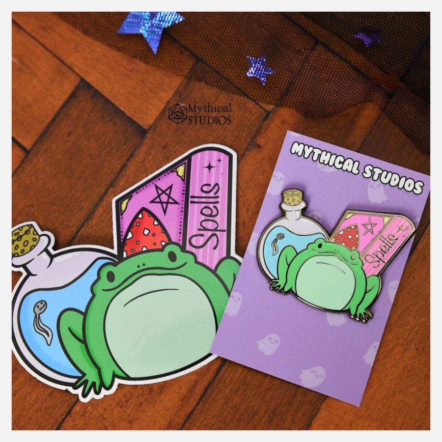 magical frog familiar pin