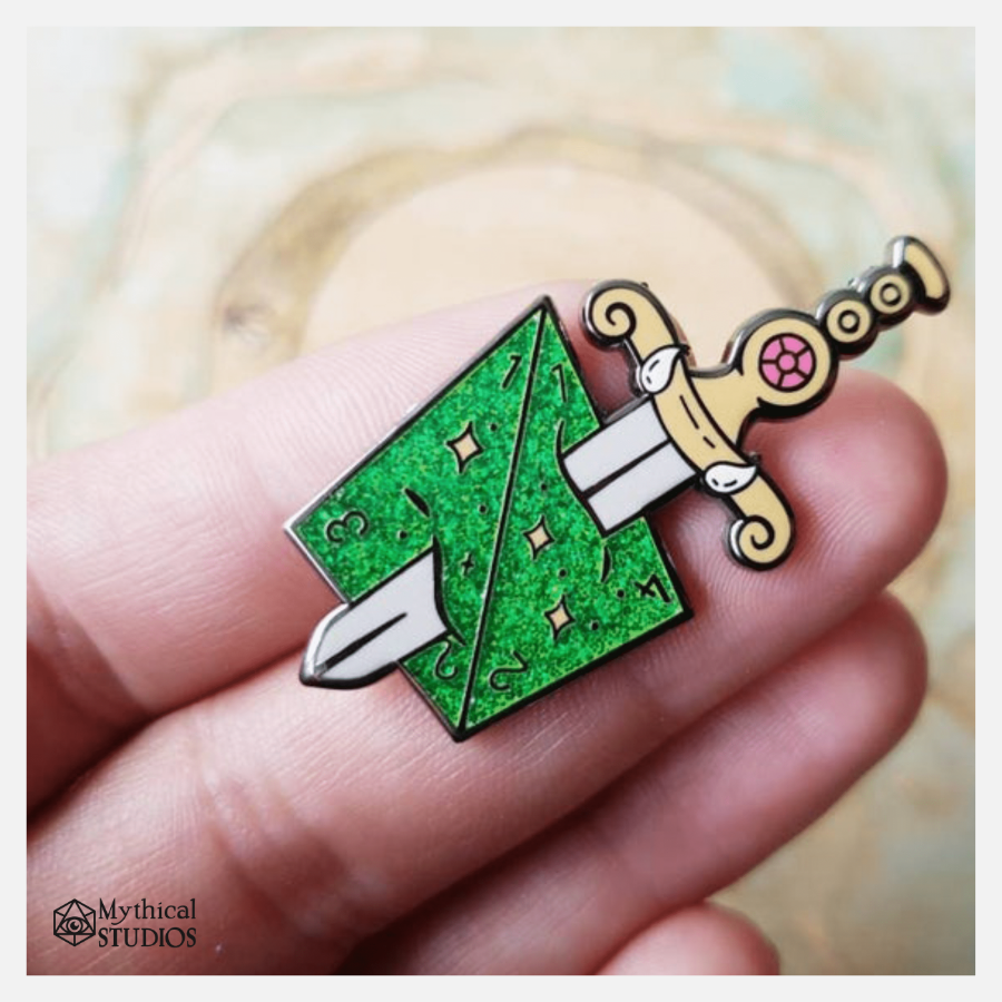 ⋆glitter⋆ d4 weapon dice pin