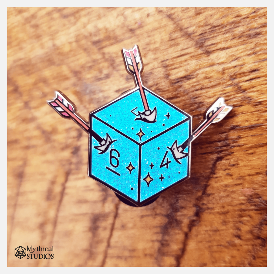 ⋆glitter⋆ d6 arrows dice pin