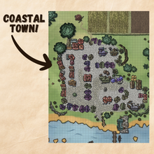 Cargar imagen en el visor de la galería, Hillpeak Coast! Coastal town D&amp;D Map- Homebrew Map, TTRPG Map.
