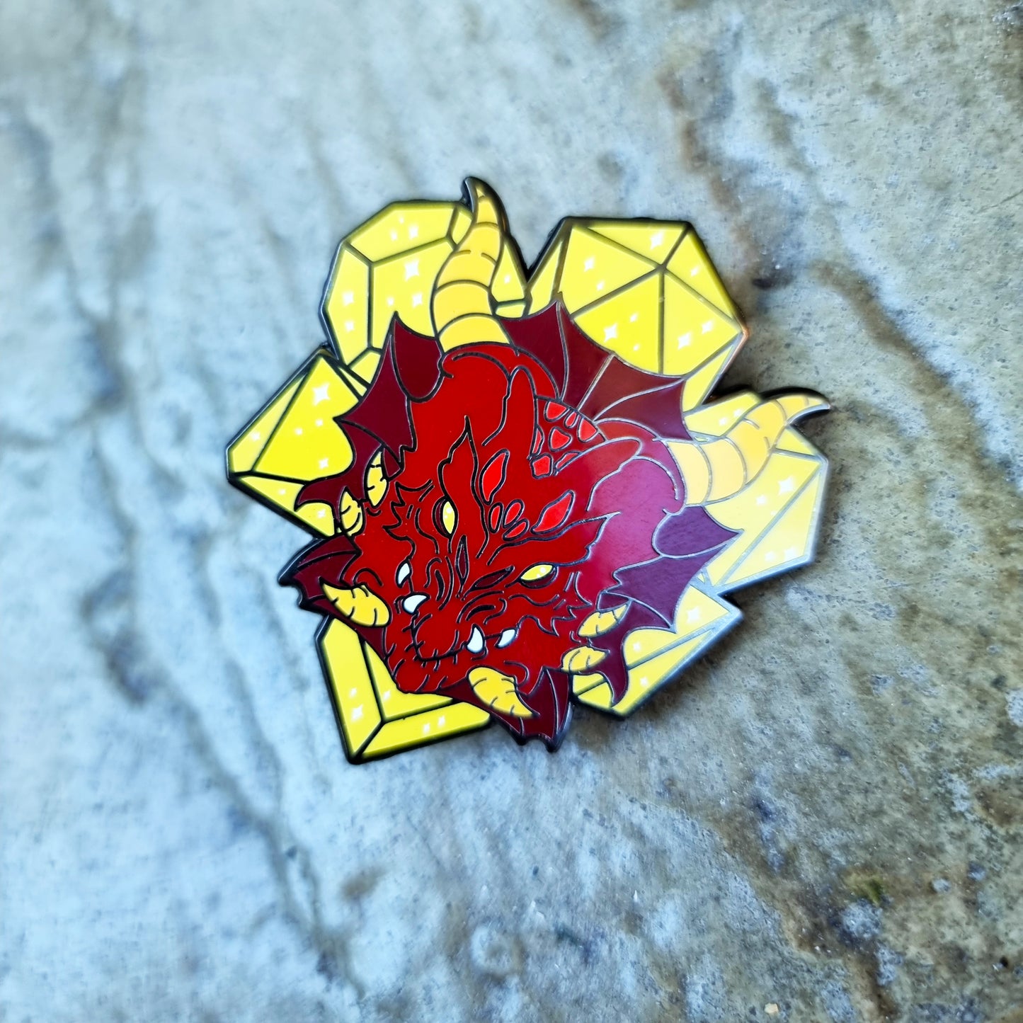 dragon head dice enamel pin