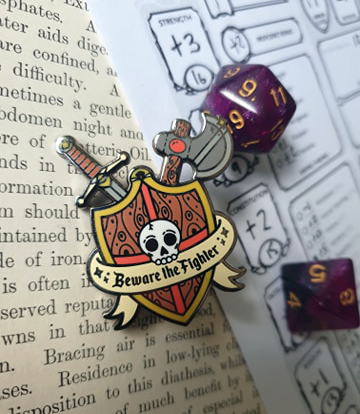 beware the fighter enamel pin