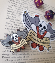 Load image into Gallery viewer, beware the barbarian enamel pin
