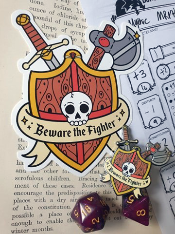 beware the fighter enamel pin