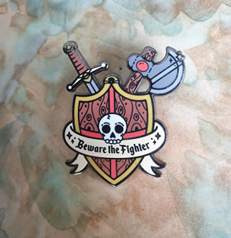 beware the fighter enamel pin