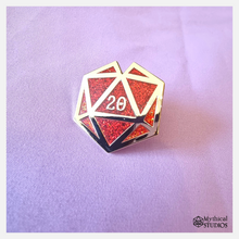 Load image into Gallery viewer, ⋆glitter⋆ d20 gold heart pin
