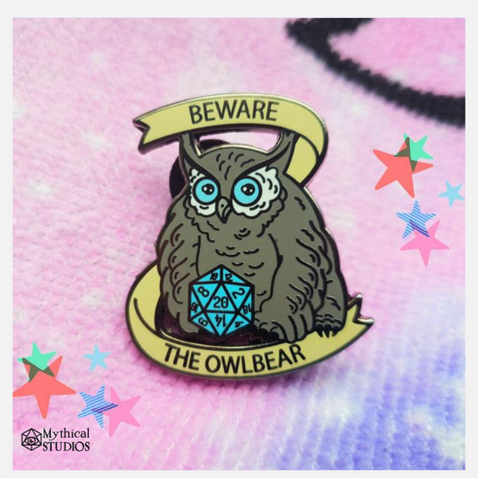 winter owlbear enamel pin