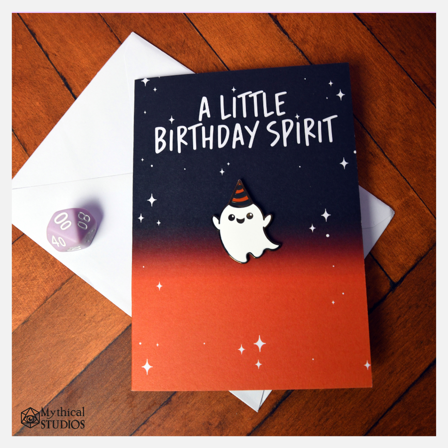 birthday spirit enamel pin birthday card