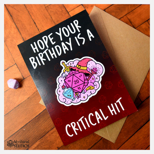 critical hit birthday card & sticker!