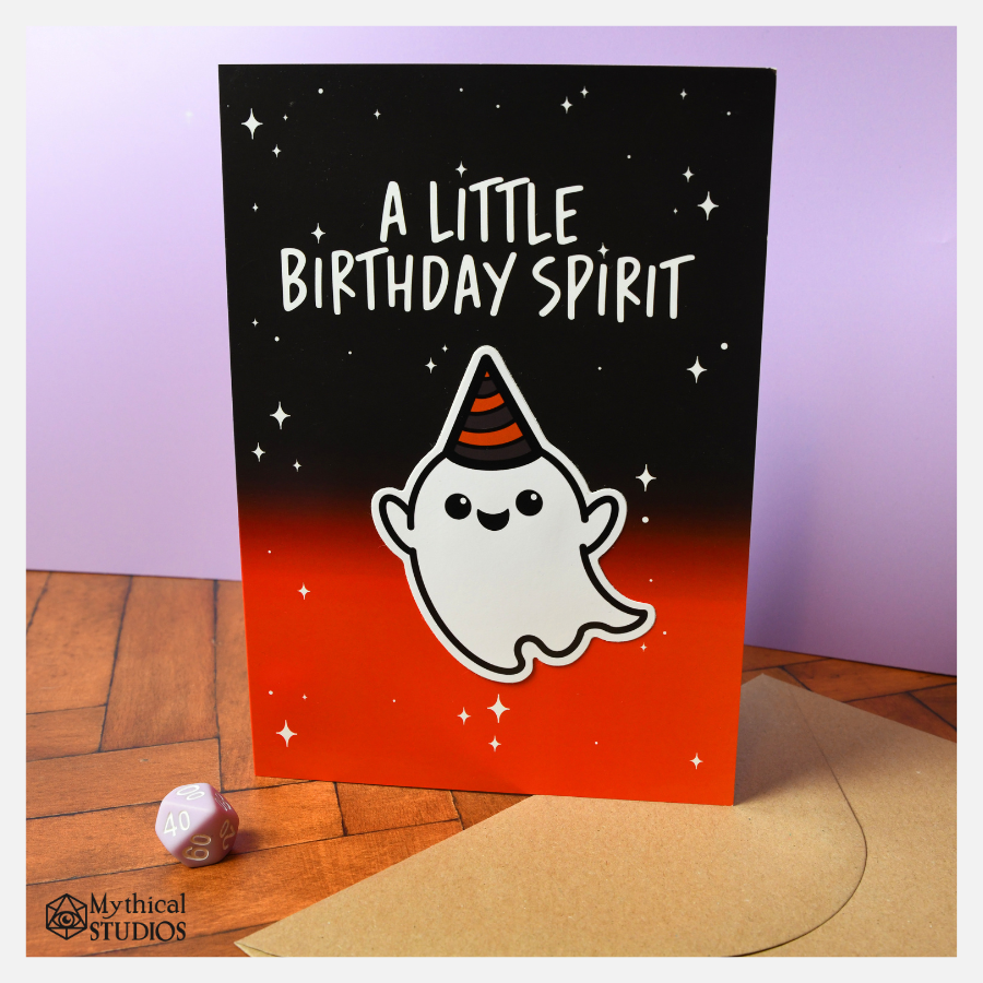 birthday spirit ghost birthday card & sticker!