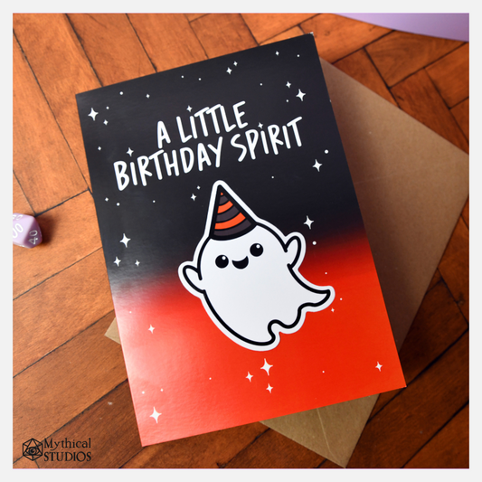 birthday spirit ghost birthday card & sticker!