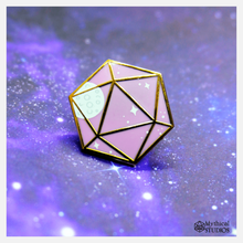 Load image into Gallery viewer, mystic moon d20, galaxy pin
