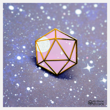 Load image into Gallery viewer, mystic moon d20, galaxy pin
