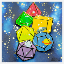 Load image into Gallery viewer, mystic moon d20, galaxy pin
