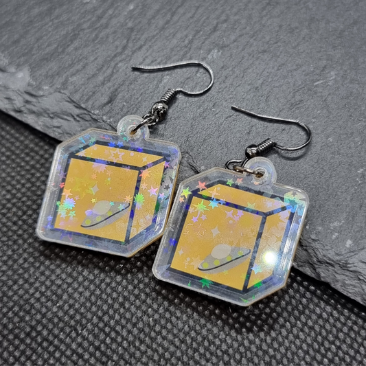 d6 galaxy holographic acrylic earrings