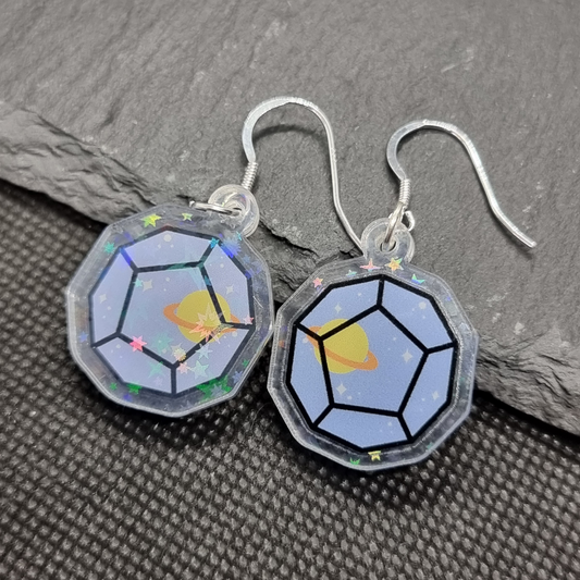 d12 galaxy holographic acrylic earrings