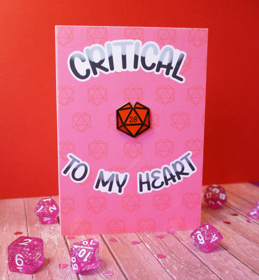 d20 heart pin & valentine card!